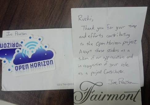 handwritten thank you note from joe pearson