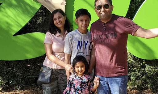 shubhra kar and his wife and two kids