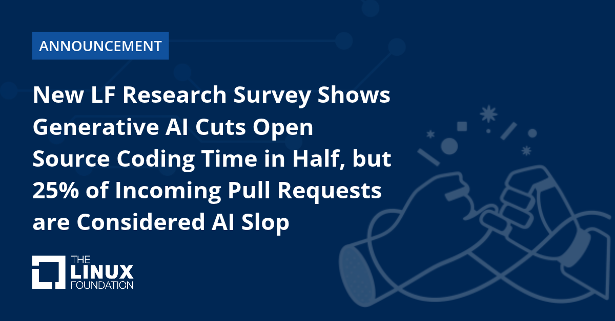 Linux Foundation social card for the Navigating Open Source Software Development in the Generative AI Era research report
